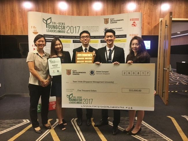 SMU TAKES TOP PRIZE AT THE CDL-GLOBAL COMPACT NETWORK SINGAPORE (GCNS) YOUNG CSR LEADERS AWARD 2017