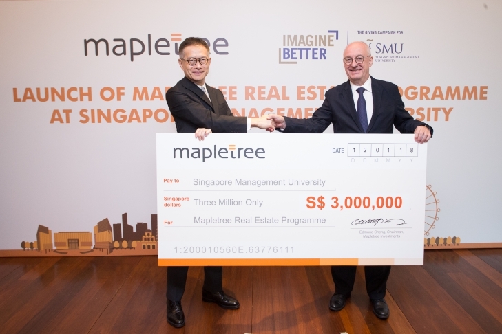 MAPLETREE REAL ESTATE PROGRAMME ESTABLISHED AT SMU THROUGH S$3 MILLION ENDOWED GIFT; SMU TO OFFER SPECIALISATION IN REAL ESTATE INVESTMENT & FINANCE FROM AUGUST 2018